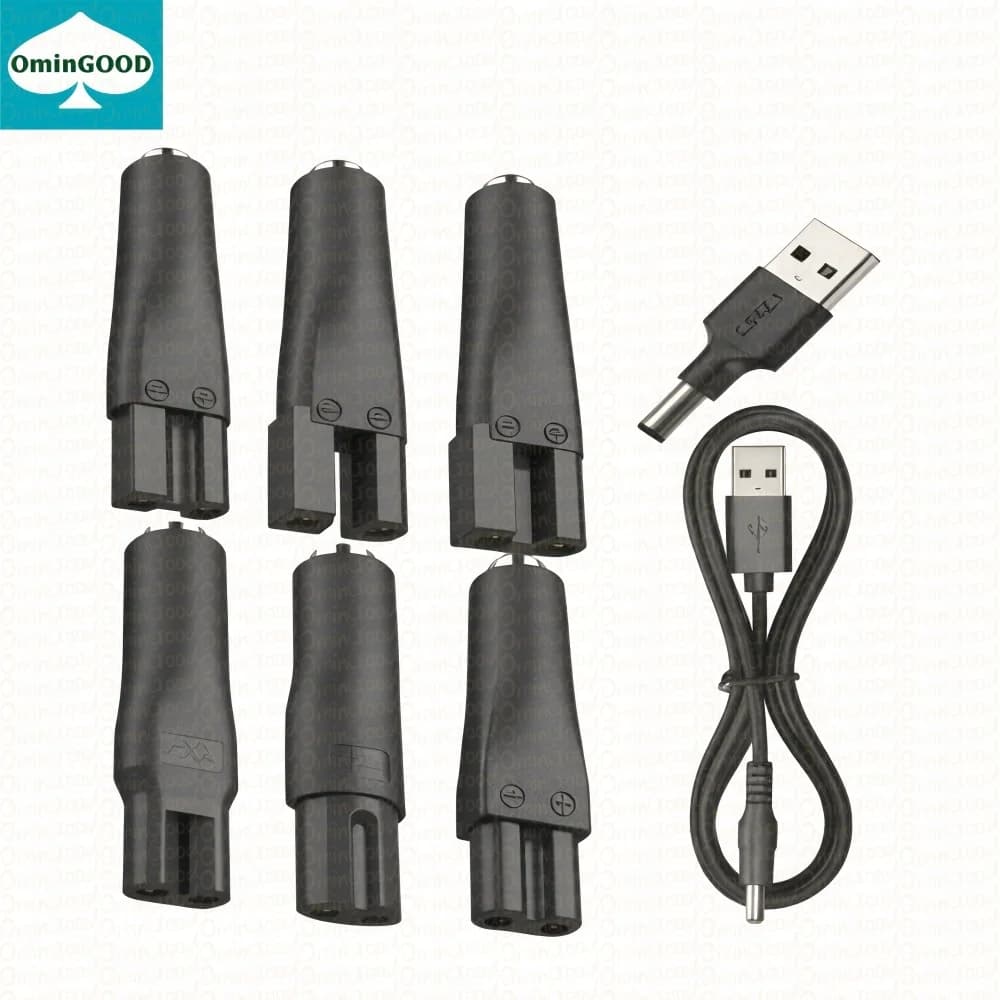 OminGood 8-piece power cord USB Adapter for 5 V Replacement Charger Suitable for all types of haircuts, regulator, shavers