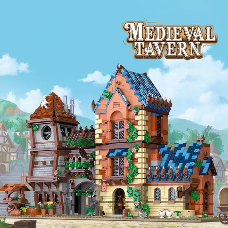 Kit di Costruzioni per Taverna Medievale, Modello di Casa in Stile Architettonico Europeo, Idea Regalo, Decorazione per Casa e Collezione per Adulti