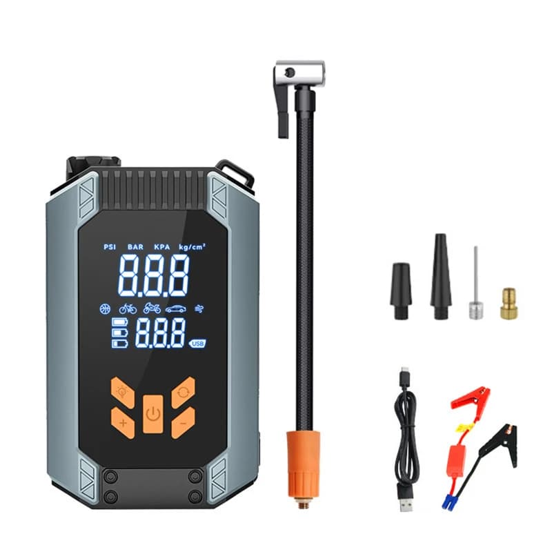 Gonfiatore portatile per pneumatici compressore d'aria portatile 150PSI pompa d'aria Cordless con schermo LCD morsetto batteria per auto moto