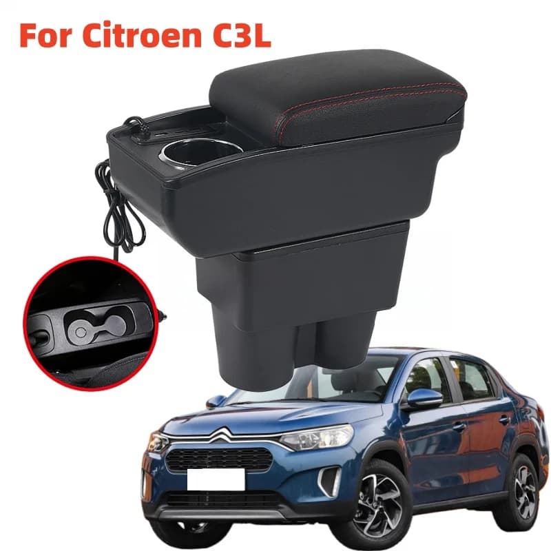 High-quality Car Armrest box For Citroen C3L with fast charging cup holder Accessory multi-function interior storage box