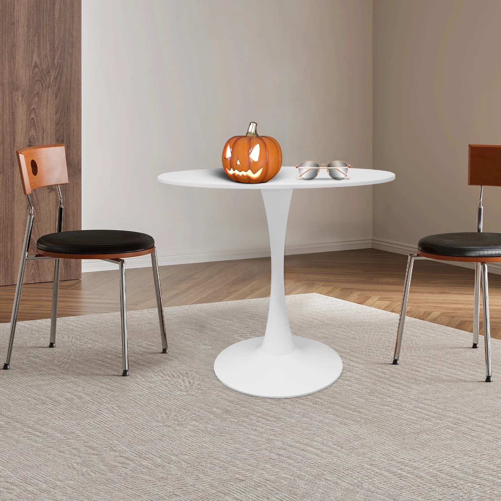 31.5 Inch Round Tulip Dining Table,Mid-Century Modern Curved Design Coffee Table,Multi-Scene Household Desk for Living Room,Dining Space