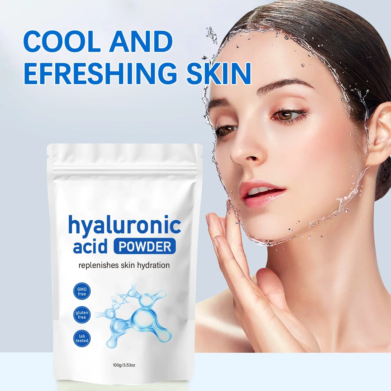 100g Maschera di acido ialuronico in polvere Idratante Levigante Illumina Nutrire Nutrire Miglioramento Pelle secca Maschera per il viso Cura della pelle