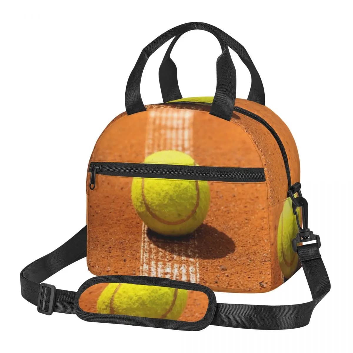 Borsa Termica per Pranzo con Motivo Campo da Tennis in Terra Battuta, Contenitore per Alimenti a Prova di Perdite, Borsa Termica per Scuola