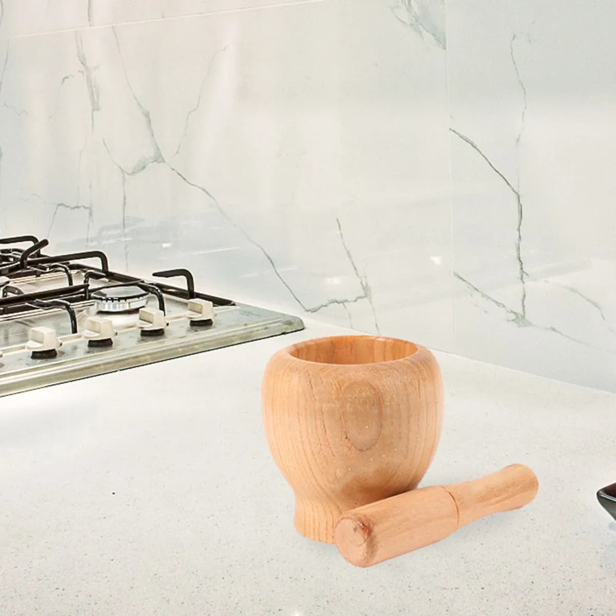 Set Professionale di Mortaio e Pestello per Aglio, Facile da Pulire, Non Raccoglie i Sapori, Utensili da Cucina Ergonomici per Spezie ed Erbe