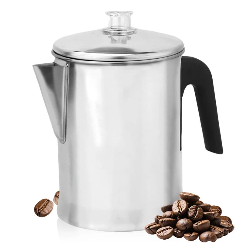 Aluminum Stove Top Percolator Maker Durable, Brew Coffee On Stovetop Silver