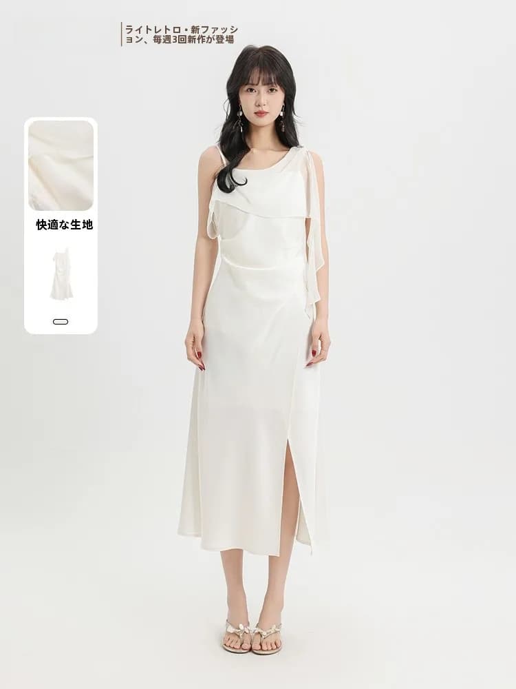 Fashionable A-Line Dress Summer New Arrival Korean Design Memory's Start Standard Fit Polyester Fiber Outdoor City Commute Da...