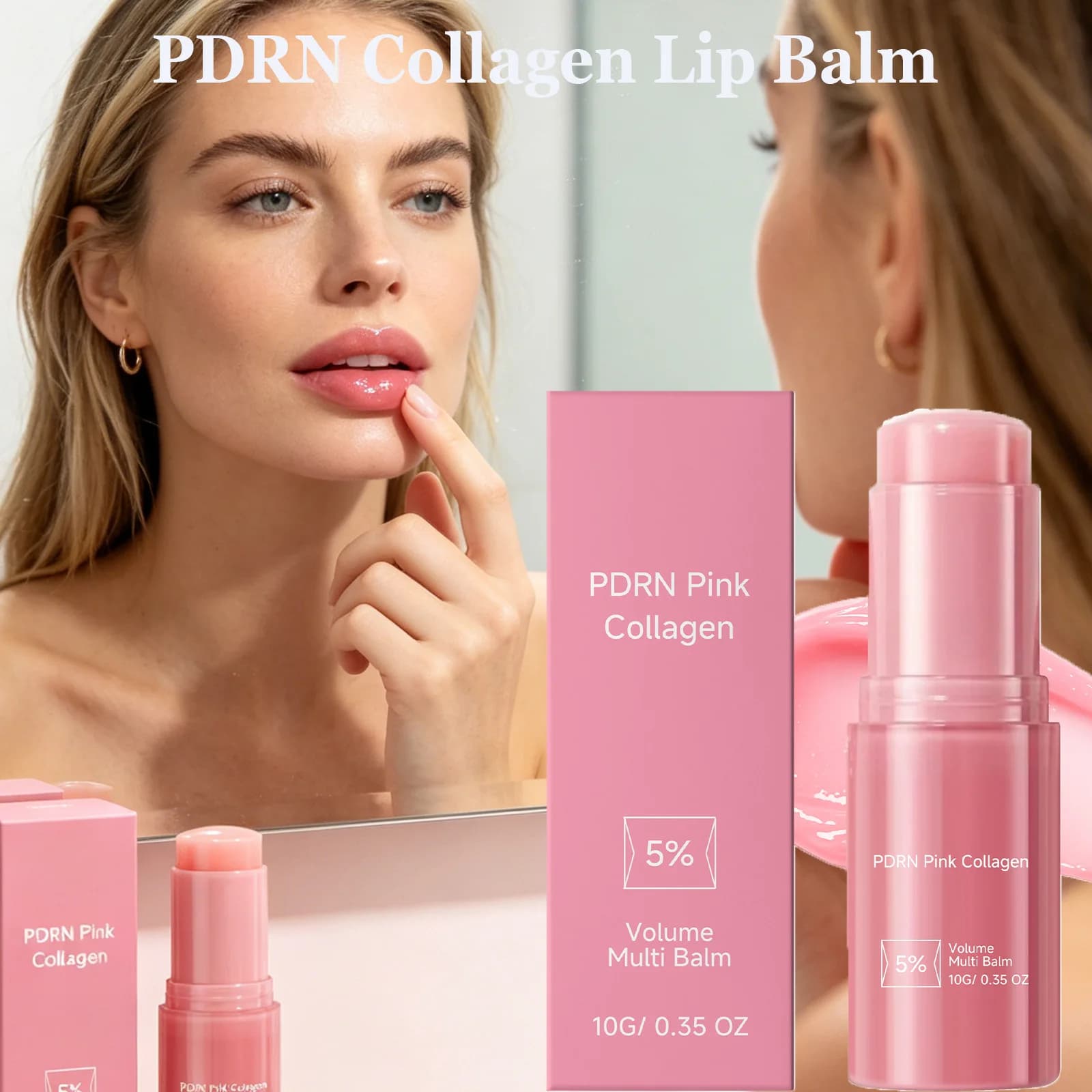 PDRN Collagen Lip Balm Lip Plumper Cream Instant Hydration Lip Glow Oil-Balm Fade Lip Lines & Brighten Lip Color Night Mask