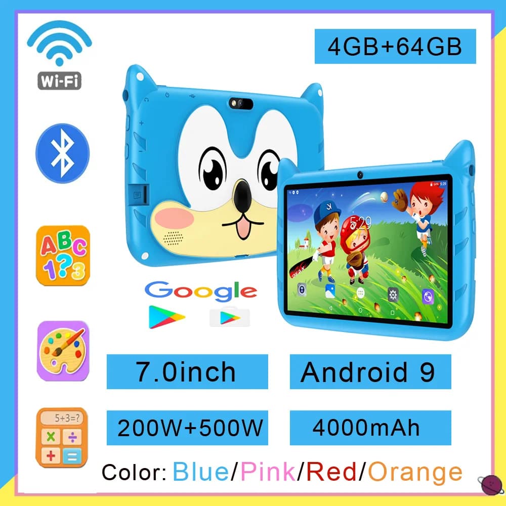 Nuovo Tablet per Bambini da 7.0 Pollici con 5G WiFi, 4GB RAM e 64GB ROM, Supporta Bluetooth, Educazione, Giochi, Android 9.0