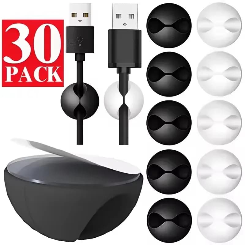 Desktop Cable Clips Portable Adhesive Cable Management Charger Wire Holder Clips Cord Organizers for Home Office Car Nightstand
