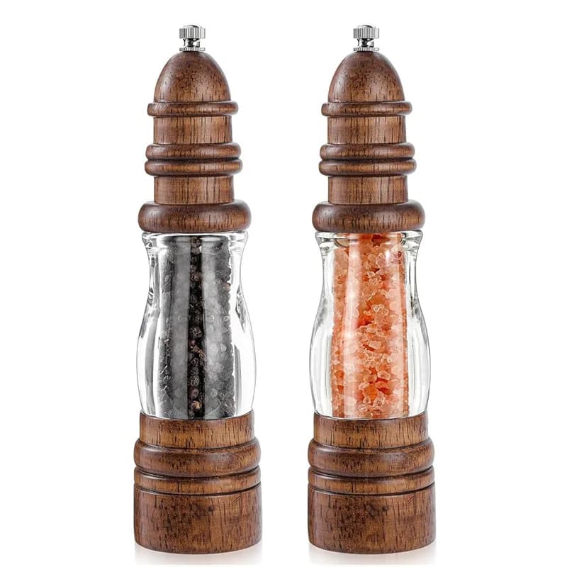 2Pcs Wooden Manual Salt Pepper Grinder Set Adjustable Coarseness Spice Milling Bottle For Home Kitchen Dining Table Grinding