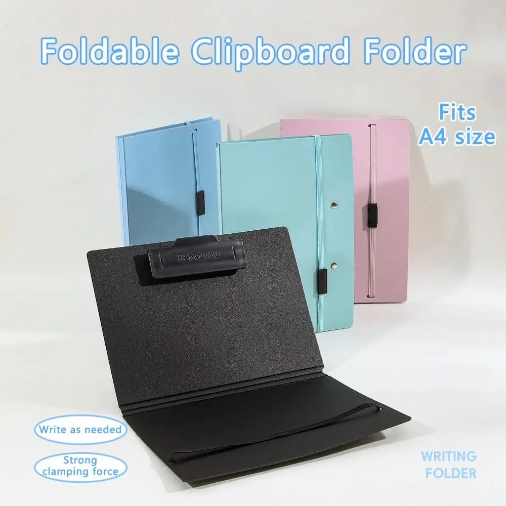 1pc Portable PP A5 Clipboard Folder Morandi Color with Elastic Strap File Folder Foldable Document Holder Students