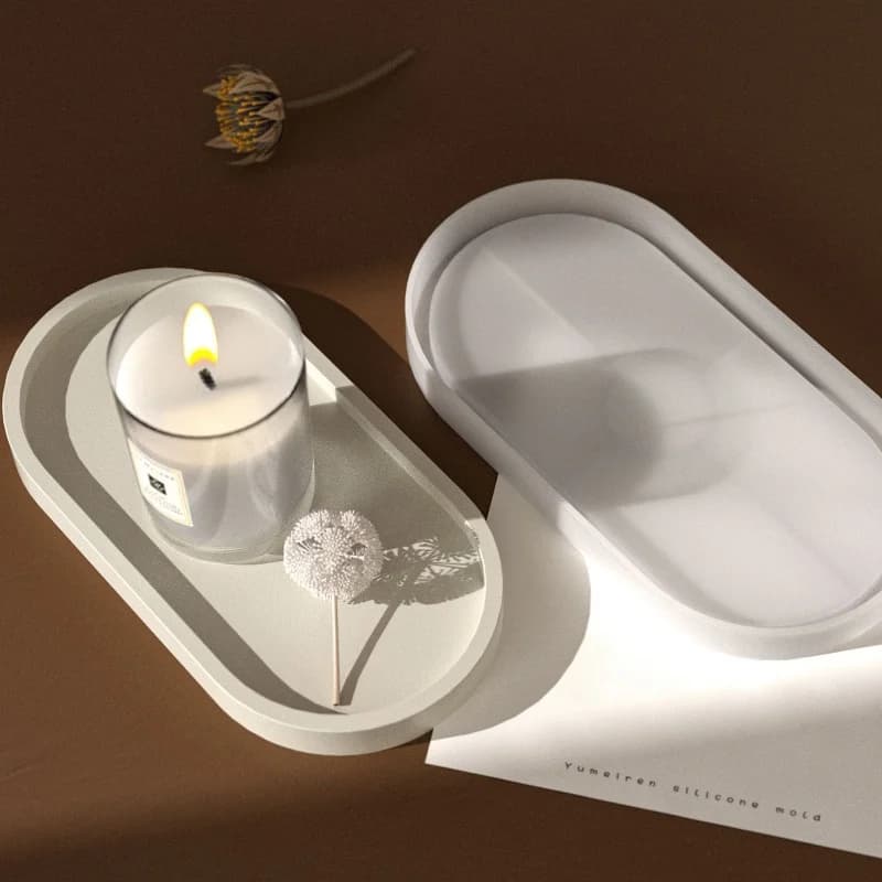 Stampo in silicone ovale per resina epossidica e argilla, per sottobicchieri, vassoi portaoggetti, vassoi in gesso e vassoi porta gioielli fai da te