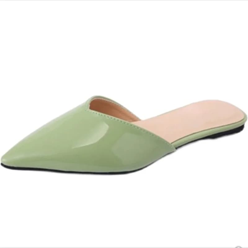 Pantofole da cucito da donna Null ben fatte tacchi piatti diapositive in pelle verniciata punta a punta bocca chiusa scarpe estive piedi larghi e stretti 48