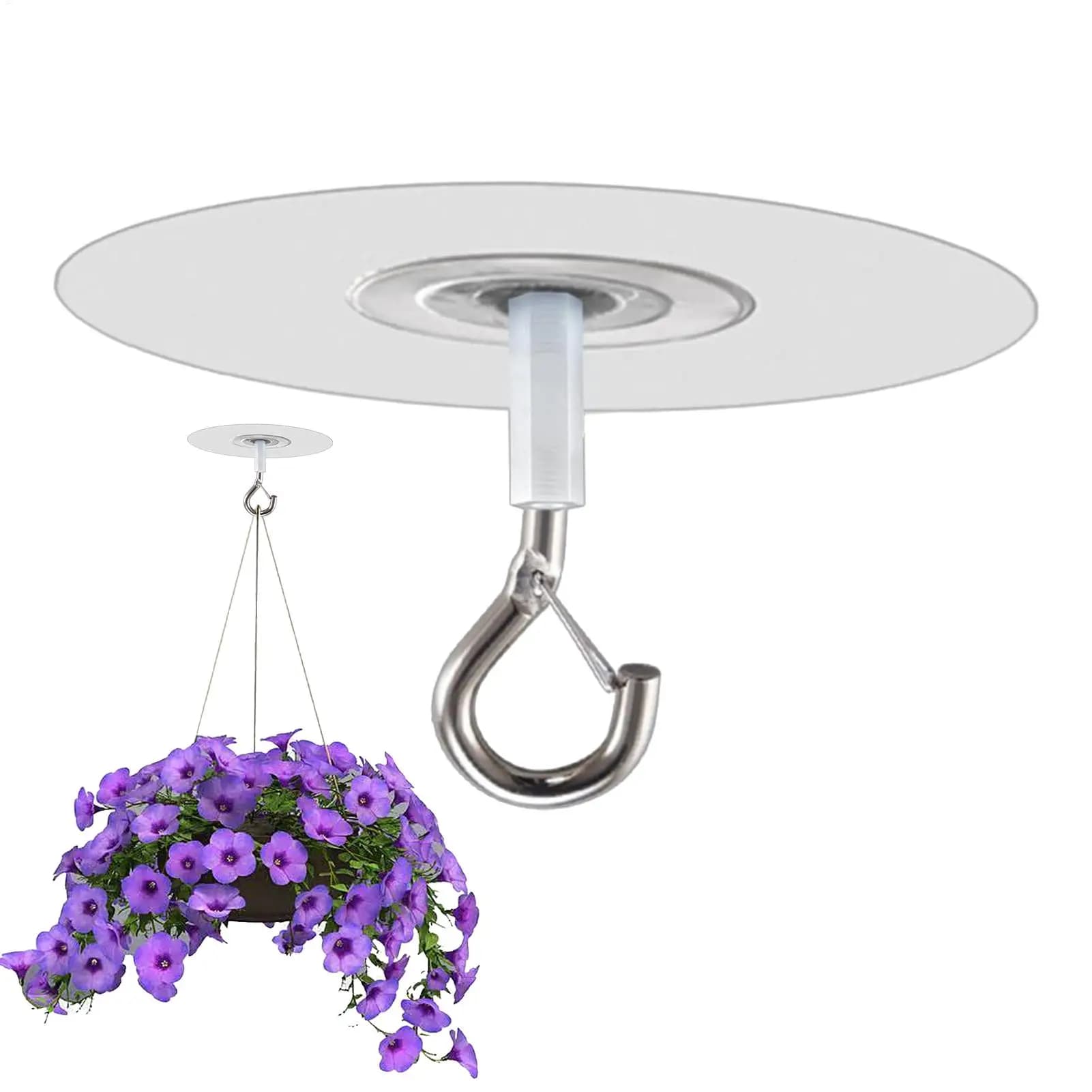 Ceiling Hooks for Plants Adhesive No Drill Hooks Strong Hold Hooks for Hanging Boho Macrame Curtains and Home Decor
