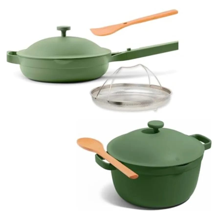 Home Cook Duo - Always Pan 2.0 and Perfect Pot Bundle Multi-Functional Cookware Set Replaces 18 Pieces Sage