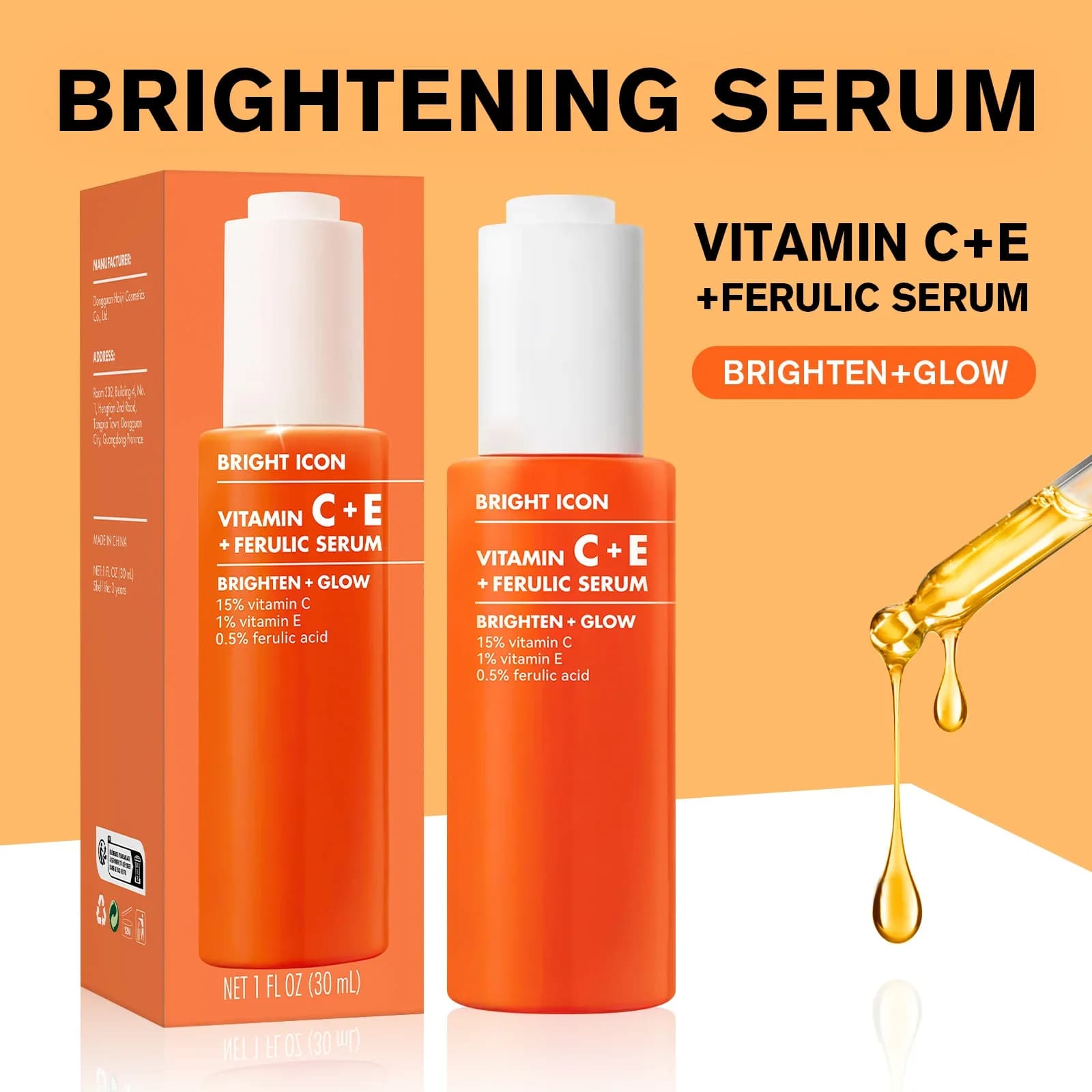 Vitamin C+E Serum for Eye Bag Dark Circle Hydrates Boosts Collagen Anit-Aging Firms Whitening Antioxidant Toner Skin Care 30ML