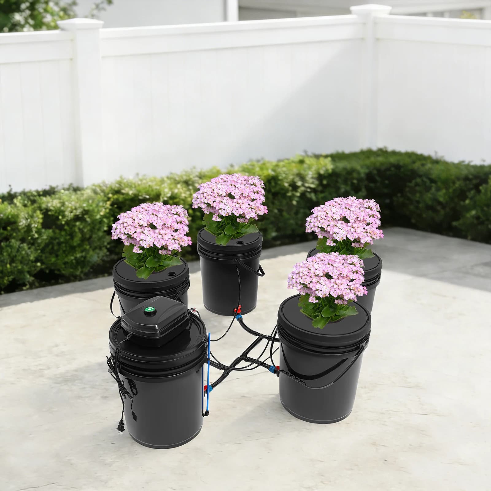 Hydroponics Growing System Kit 1+4 Round Bucket Hydroponic System with Pump Soil Free Indoor Plant Growing System for Seed Starter