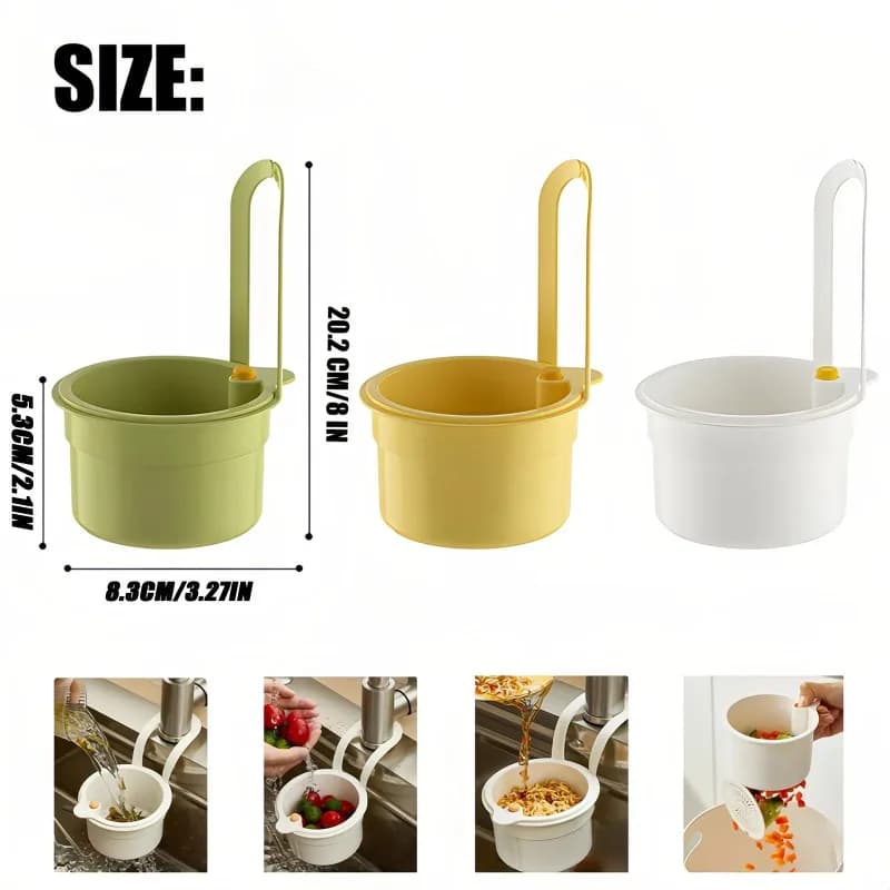 NEW Kitchen Sink Strainer Basket with Faucet Hanging Waste Catcher And Draining Filter Press for Easy Dumping
