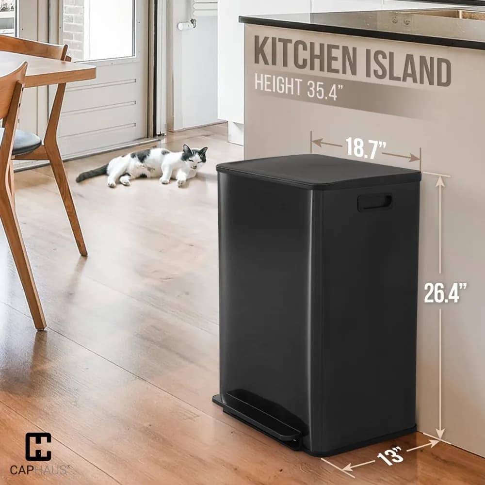 Bidone della spazzatura doppio nero con coperchio singolo, bidoni della spazzatura e contenitori per il riciclo combinato, bidone della spazzatura in acciaio inossidabile a mani libere per cucina,