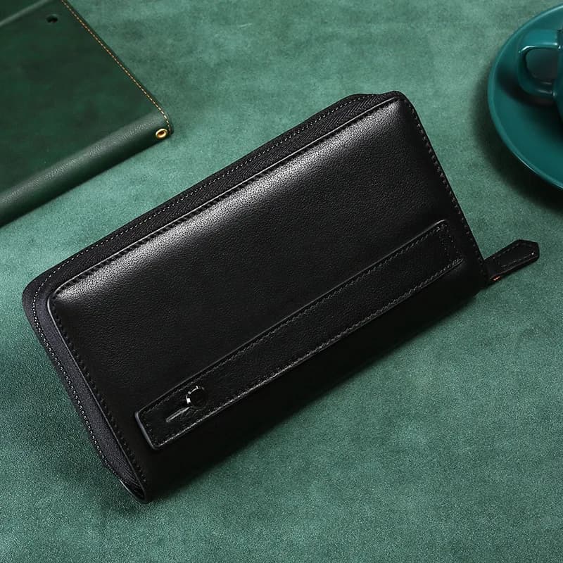 Cow Leather Purse Large Capacity Male Cowhide Clutch Hand Bag Genuine Leather Wallet Men Vintage Real