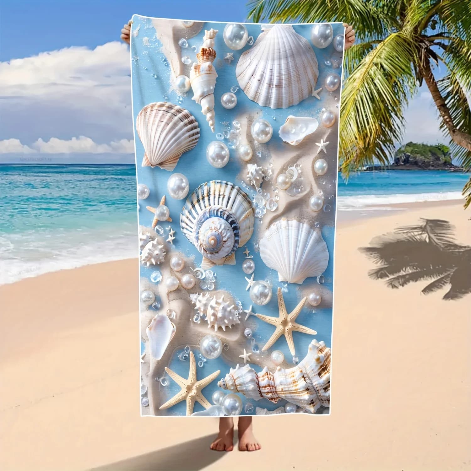 Tappeto da esterno/asciugamano da spiaggia Shell Conch, super assorbente per sport, viaggi, piscina, yoga