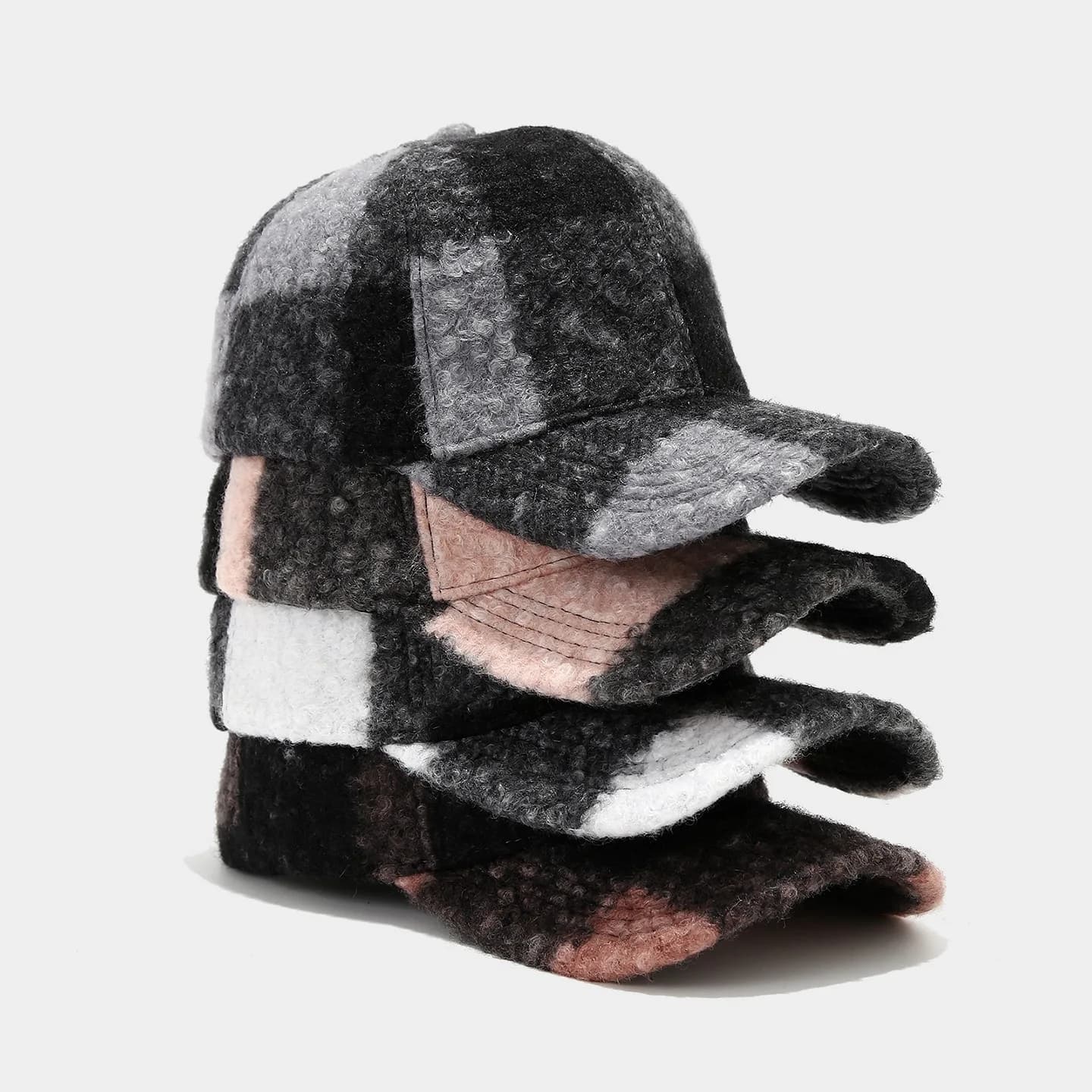 Berretto da baseball con motivo scozzese a blocchi di colore autunno inverno Nuovo classico addensato versatile cappello con visiera antivento caldo