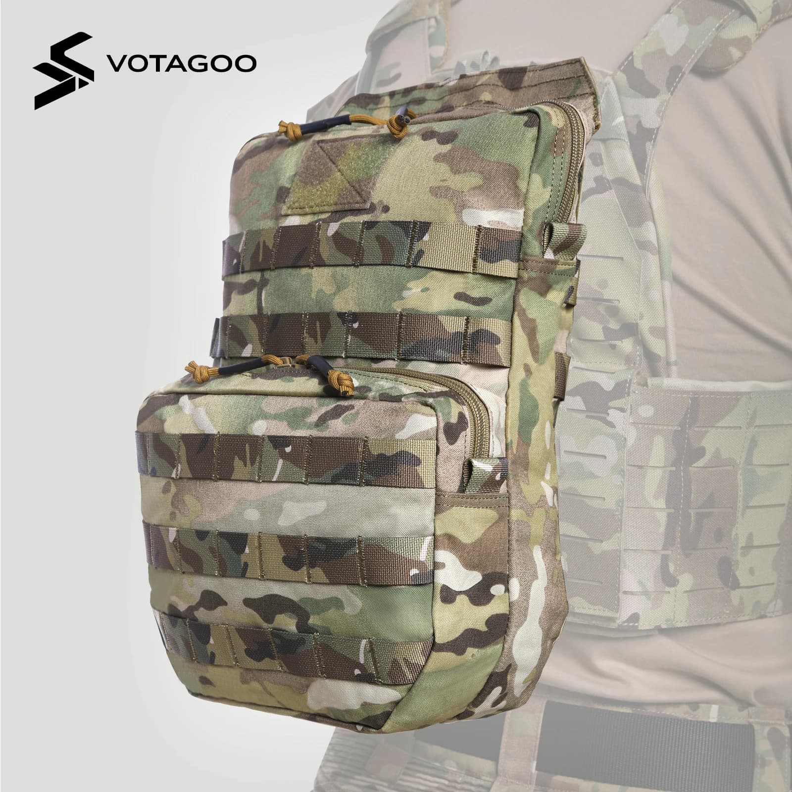 VOTAGOO 3L Tactical MOLLE Hydration Pack Water Reservoir Carrier for Vest Backpack Outdoor Hiking Biking Hydration Bladder Bag