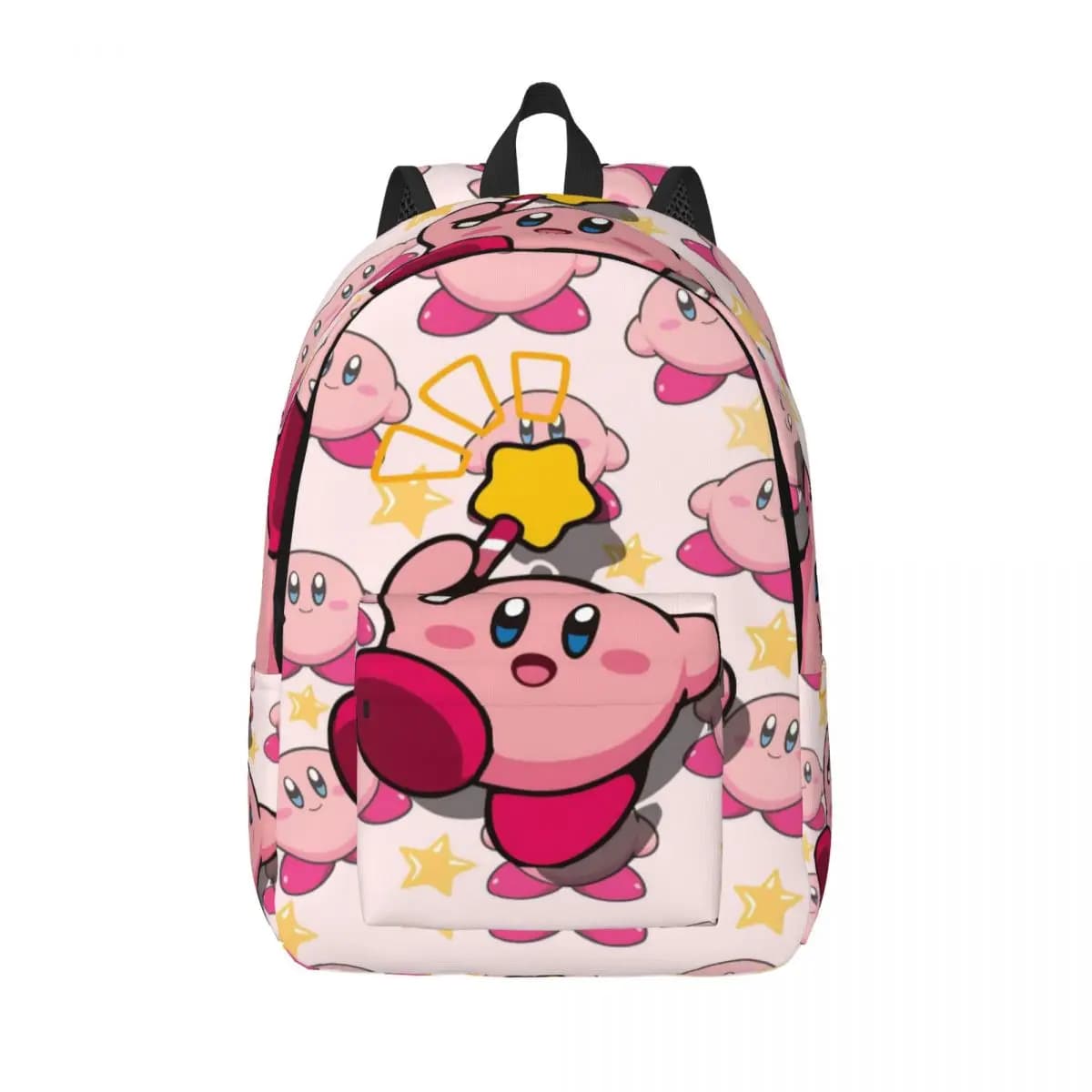 Zaino da gioco divertente Kirbys rosa per uomo donna Cool High School escursionismo zaino da viaggio borsa a tracolla per computer portatile all'aperto