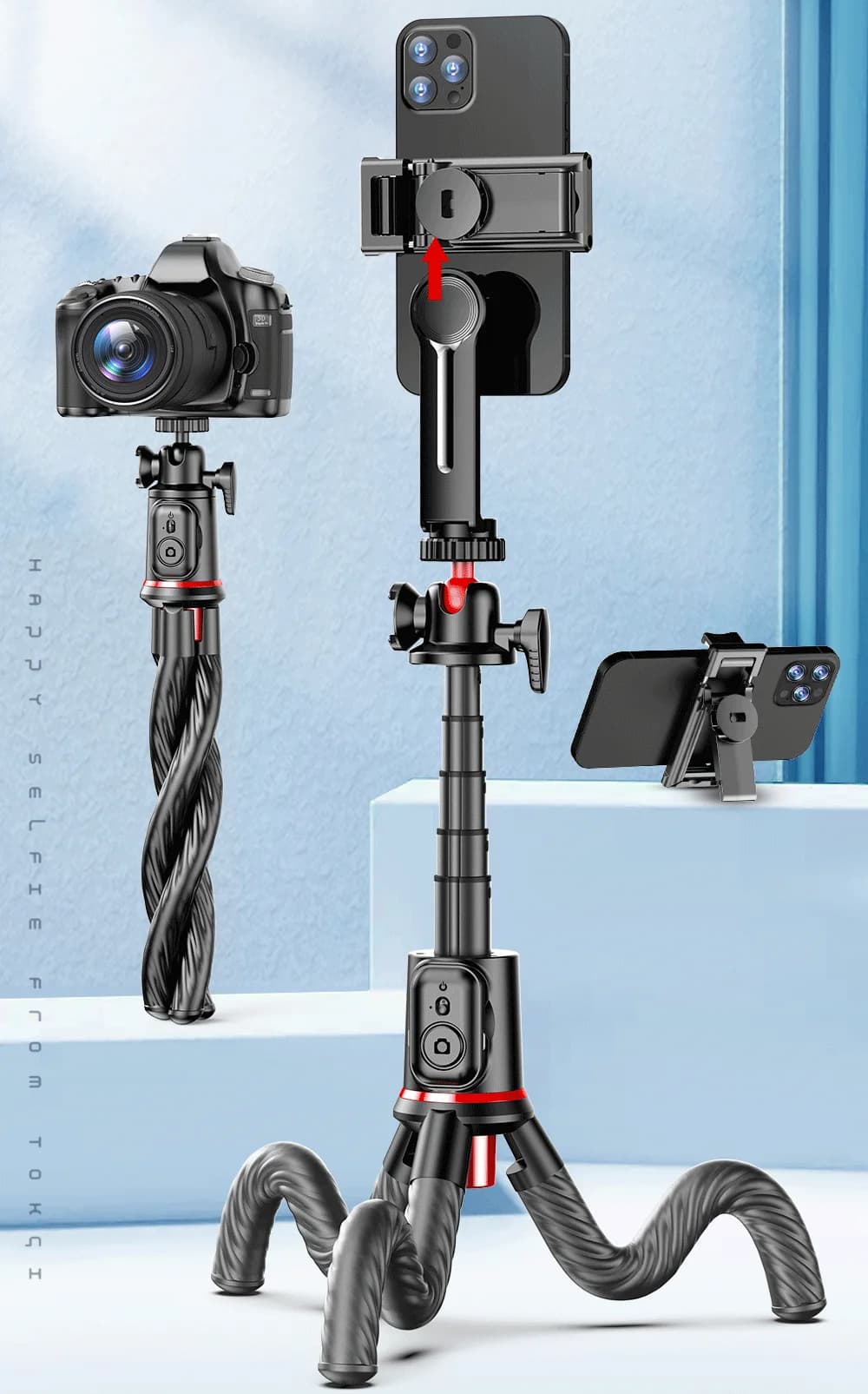 Treppiede per selfie stick per smartphone Go Pro Fotocamera Asta telescopica Bluetooth Selfie remoto Riprese video in diretta Asta in alluminio C03