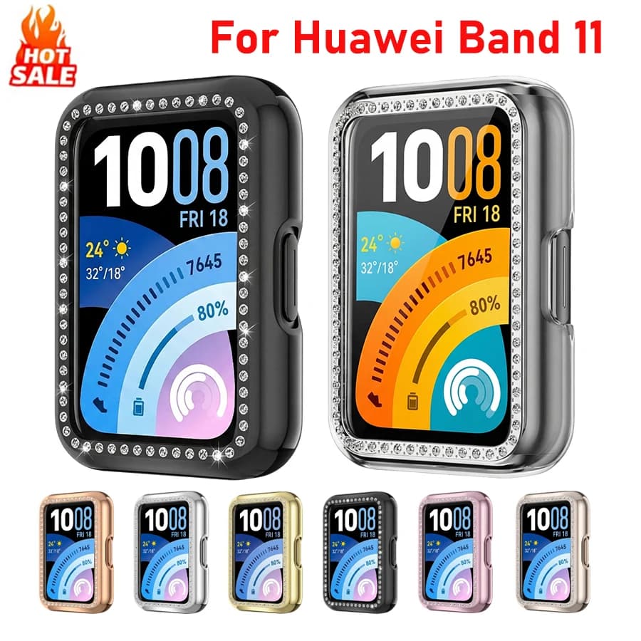 Diamond case for Huawei Band 11, smartwatch accessories, hard protective cover in PC with frame and shell for Huawei Band 11