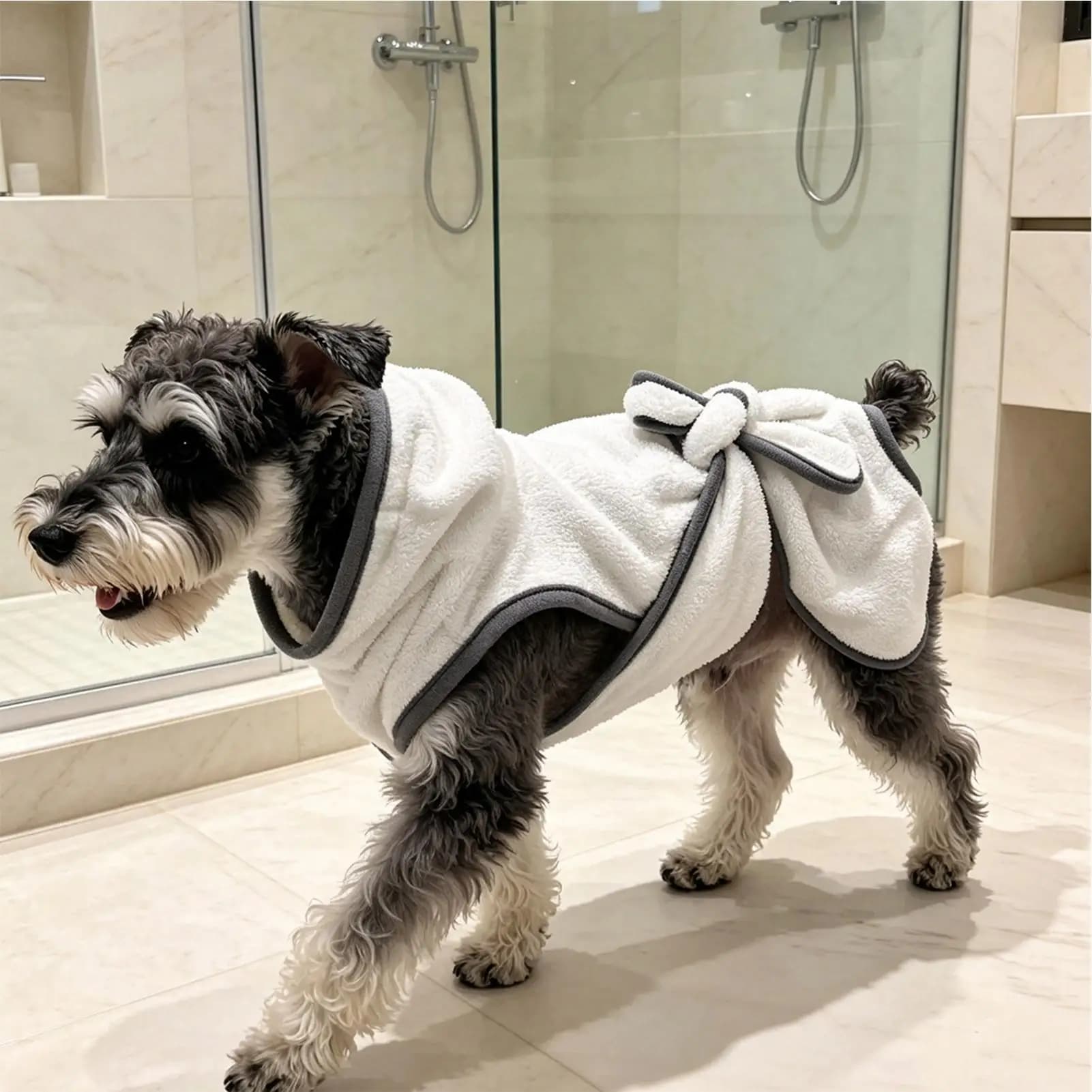 Dog Towel Robe Soft Wrap Pet Tie Absorbent Bathrobe Pet Quick Absorbent Towel For Bathroom Shower Salon Home Grooming Beach
