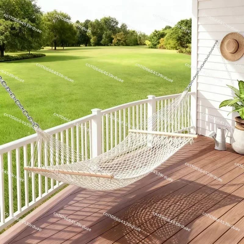 Mesh cotton rope hammock, outdoor recreational shaker net fishing net swing
