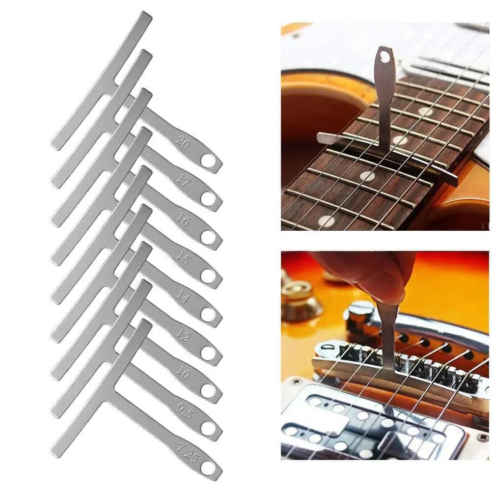Strumenti per la riparazione e la manutenzione della chitarra, rettifica dei tasti della chitarra, righello per la misurazione dello spazio dello spessore, set di righelli per la misurazione dell'arco