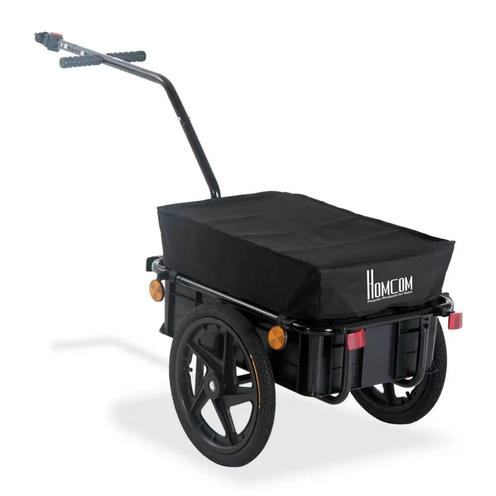 Aosom Rimorchio da carico per bicicletta con scatola rimovibile e copertura impermeabile, rimorchio per carro con due ruote da 16 pollici