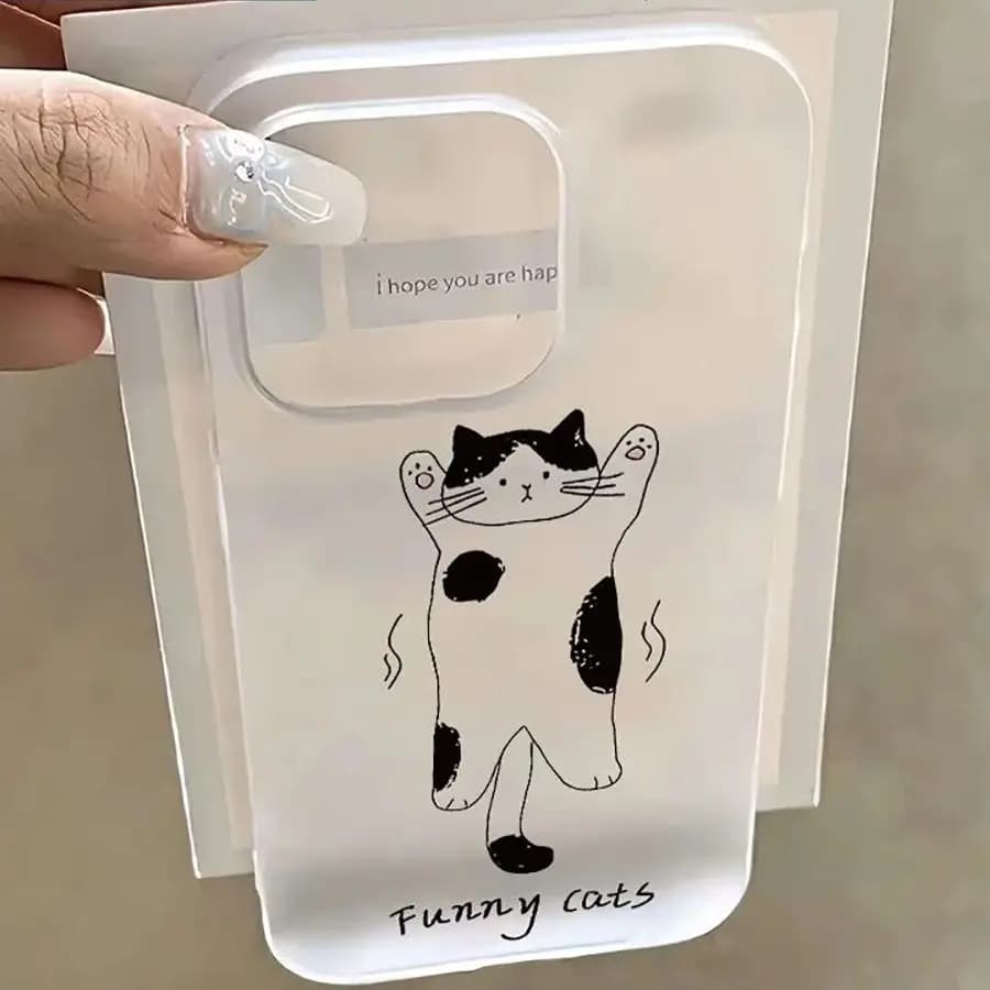 Custodia per telefono con gatto mucca satinato con nebbia di ghiaccio per iPhone 17 AIR 16 E 15 14 13 12 11 XR PRO XS MAX 7 8 PLUS MINI copertura antigoccia