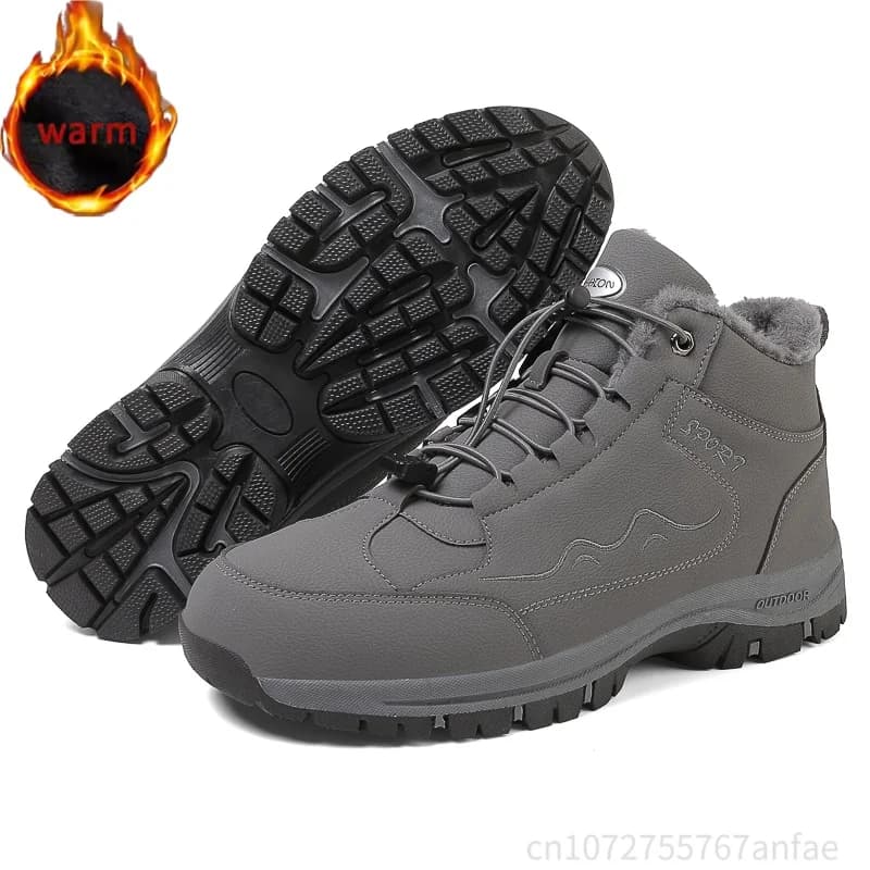 Winter Men Boots Non-slip Warm Fur Ankle Boots Man Causal Shoe Sneakers No Water Seepage Outdoor Hiking hiking shoes Ankle Boots
