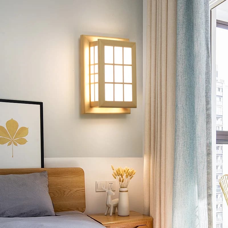 Japanese Style Wall Lamp Solid Wood LED Lights for Living Room Bedroom Interior Wall Lights Aisle Home Decor Indoor Lighting