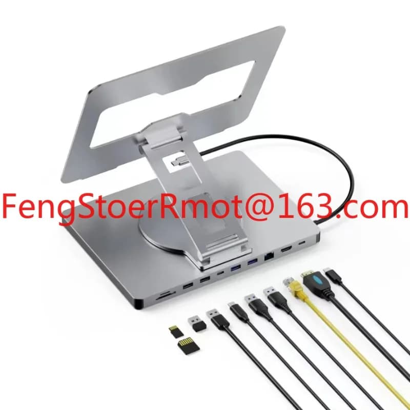 Hub USB 10 in 1 con 10 porte in alluminio per laptop, TV ad alta definizione 4K 60Hz, PD 100W, USB 3.0, USB 2.0, RJ45, SD, TF.