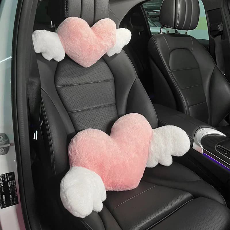 Cuscino per poggiatesta auto a forma di cuore e supporto lombare in memory foam traspirante, stile peluche, 75cm*35cm 50cm*20cm