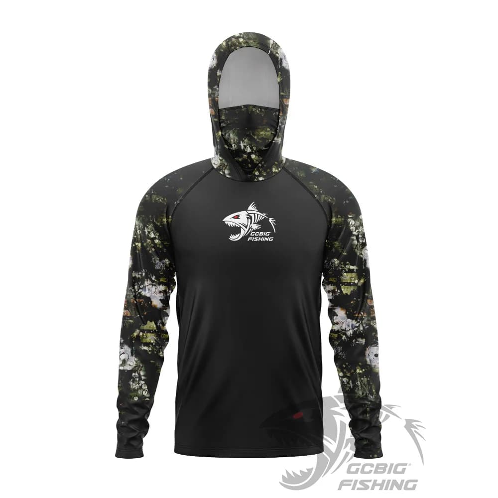 Huk Mens Pesca in Mare Manica Lunga Abbigliamento da Pesca Anti Zanzara Asciutto Traspirante GG Camicia da Pesca Abbigliamento UV Cappotto con Cappuccio Protezione Solare