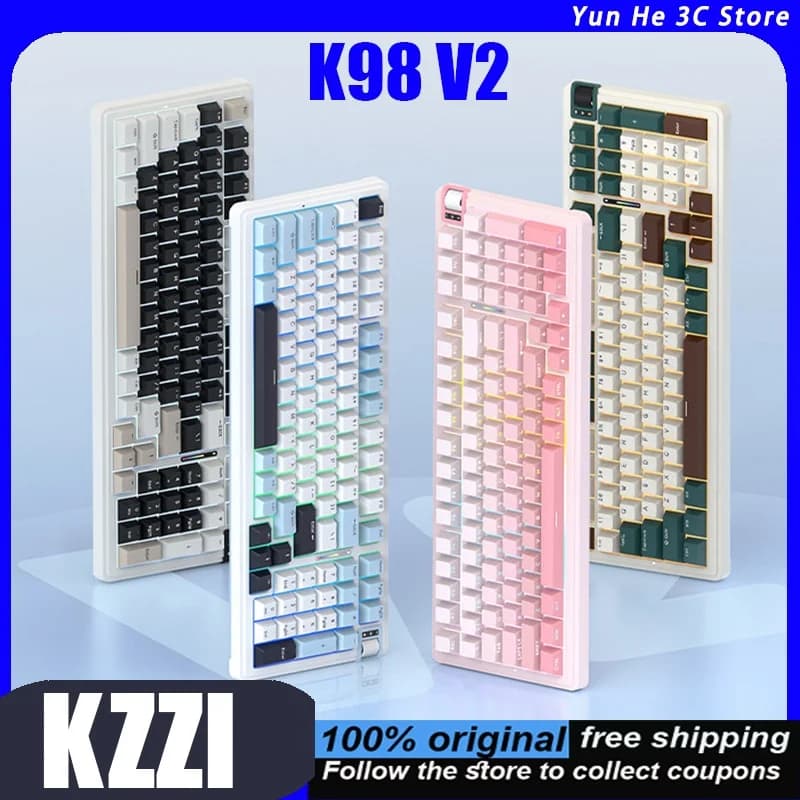 Tastiera Meccanica KZZI K98 V2 con Retroilluminazione RGB a Tre Modalità, Batteria da 10.000 mAh, Ideale per Ufficio, Gaming ed Esports, Hot-Swappable