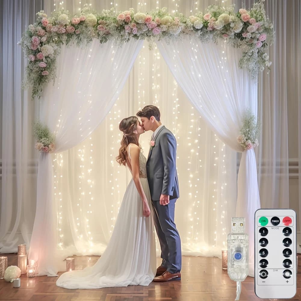 3M/6M Wedding Curtain Lights USB Festoon Christmas LED String Christmas Lights 8 Mode Remote Decor for Home Holiday New Year