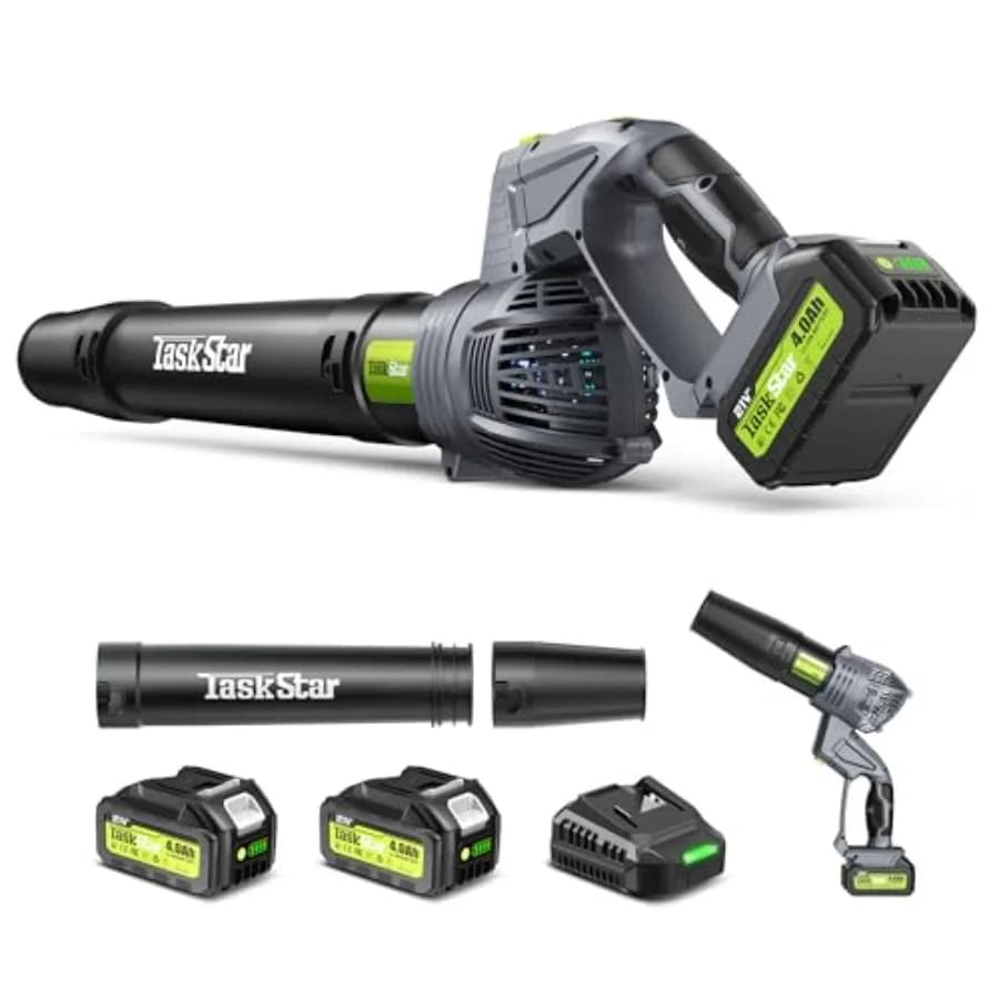 Leaf Blower for Lawn: 550CFM Battery Electric Cordless Small Blower with Swivel Head Total 8.0 Ah Battery and Charger - Mini-Le
