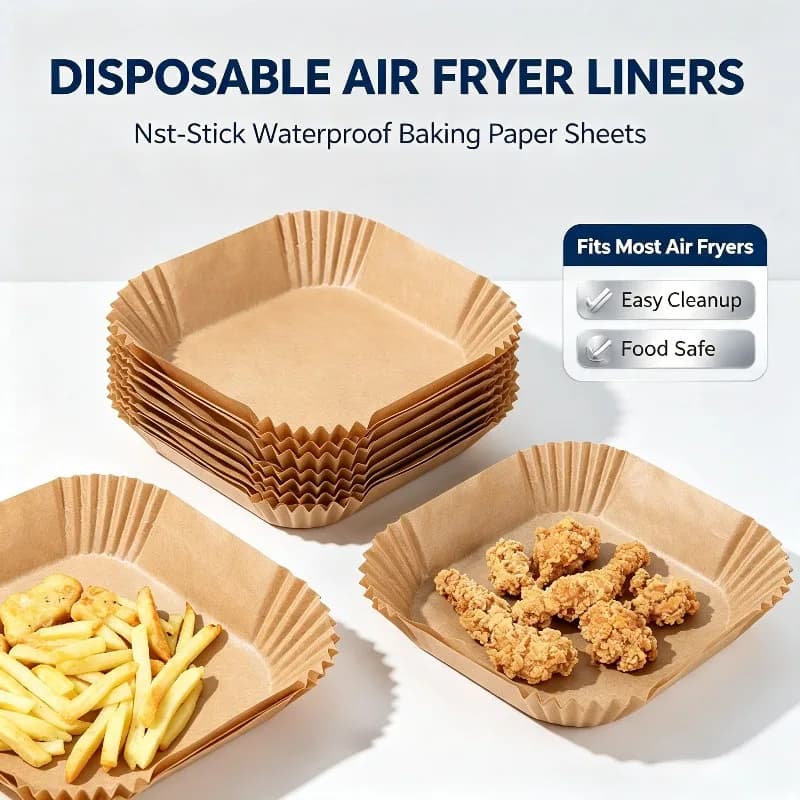 100Pcs Air Fryer Paper Liners, Disposable Square，Round Parchment Paper, Oil-Proof Heat Resistant Kitchen BBQ Baking Accessories