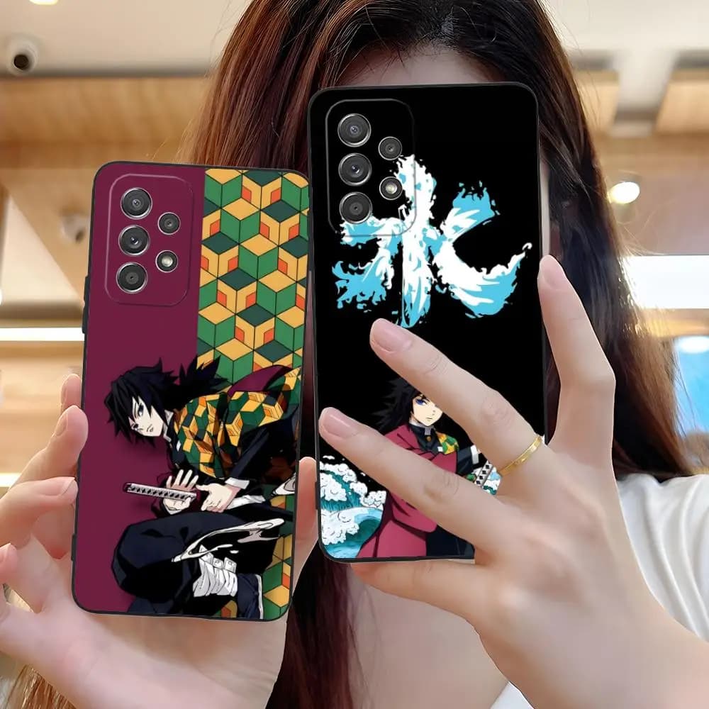 Demon Slayer Giyu Tomioka Phone Case for Samsung Galaxy A73 72 71 70 56 55 55 54 53 52 36 35 34 23 16 15 5G Protective Cover Color