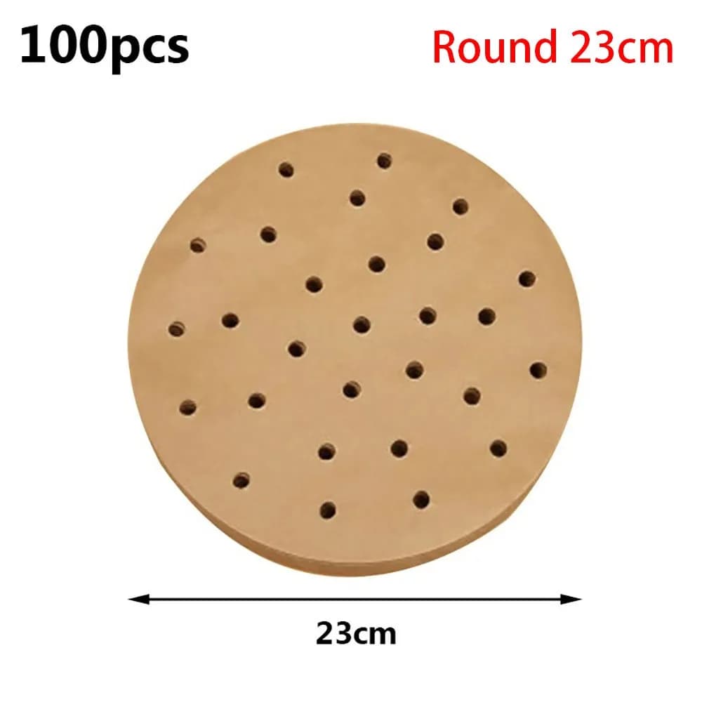 100Pcs Wood Pulp Papers Air Fryer Paper Disposable Non-Stick Oil-absorbing Steamer Liners Baking Utensils Square Round