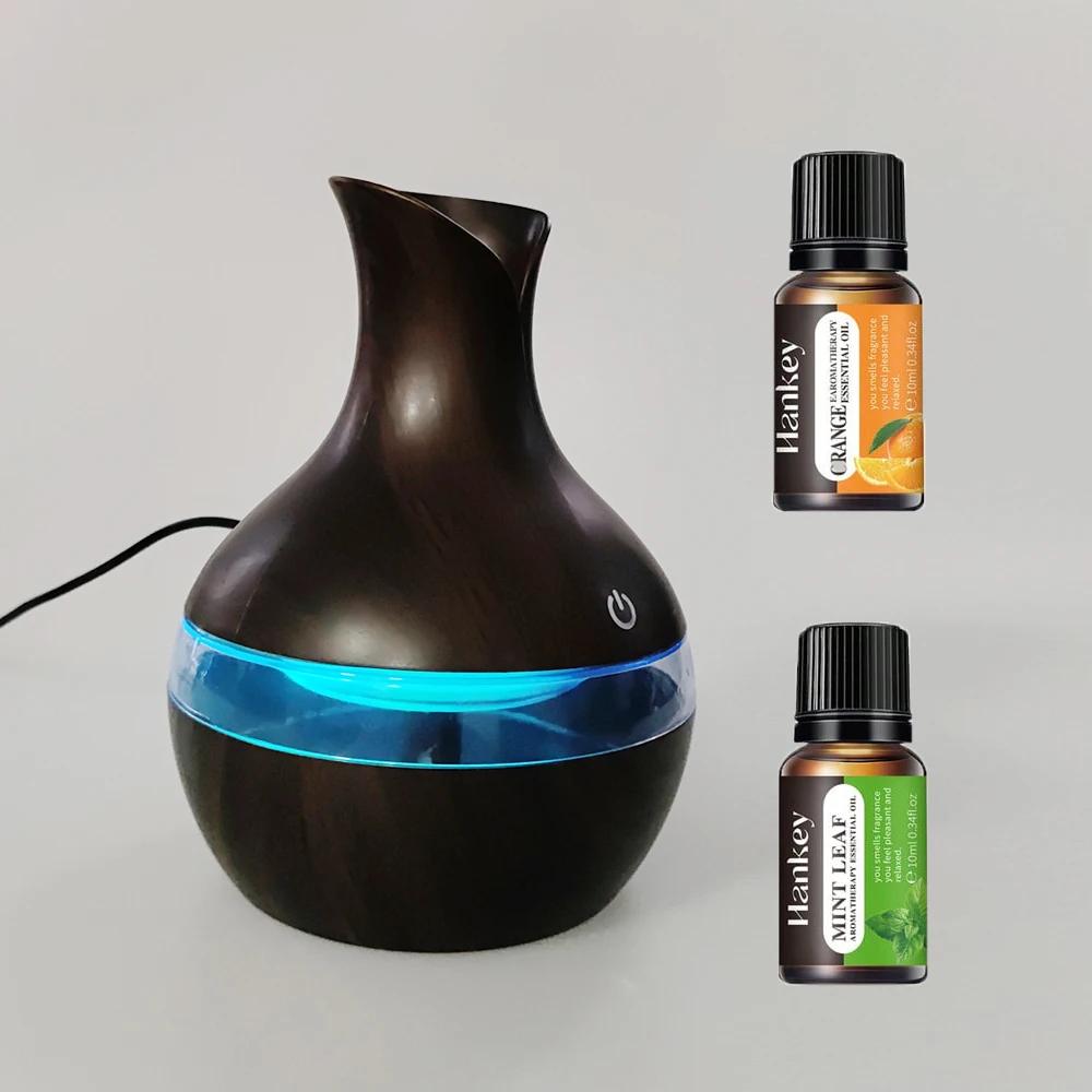 Diffusore umidificatore in legno da 300 ml con 2 oli essenziali USB per aromaterapia per casa e ufficio