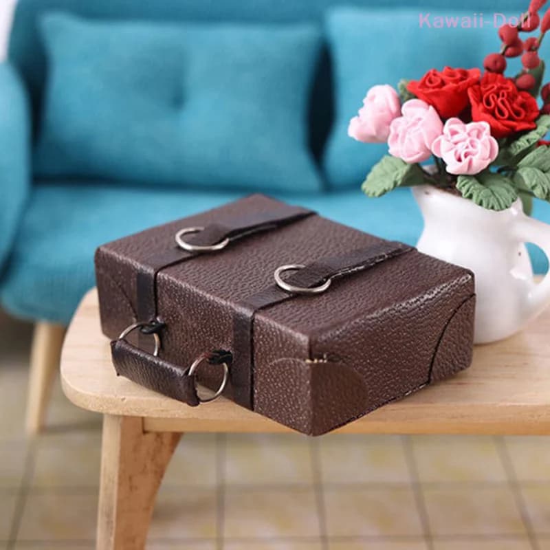 Regalo di accessori per valigie vintage in pelle per bambole in miniatura in scala 1:12