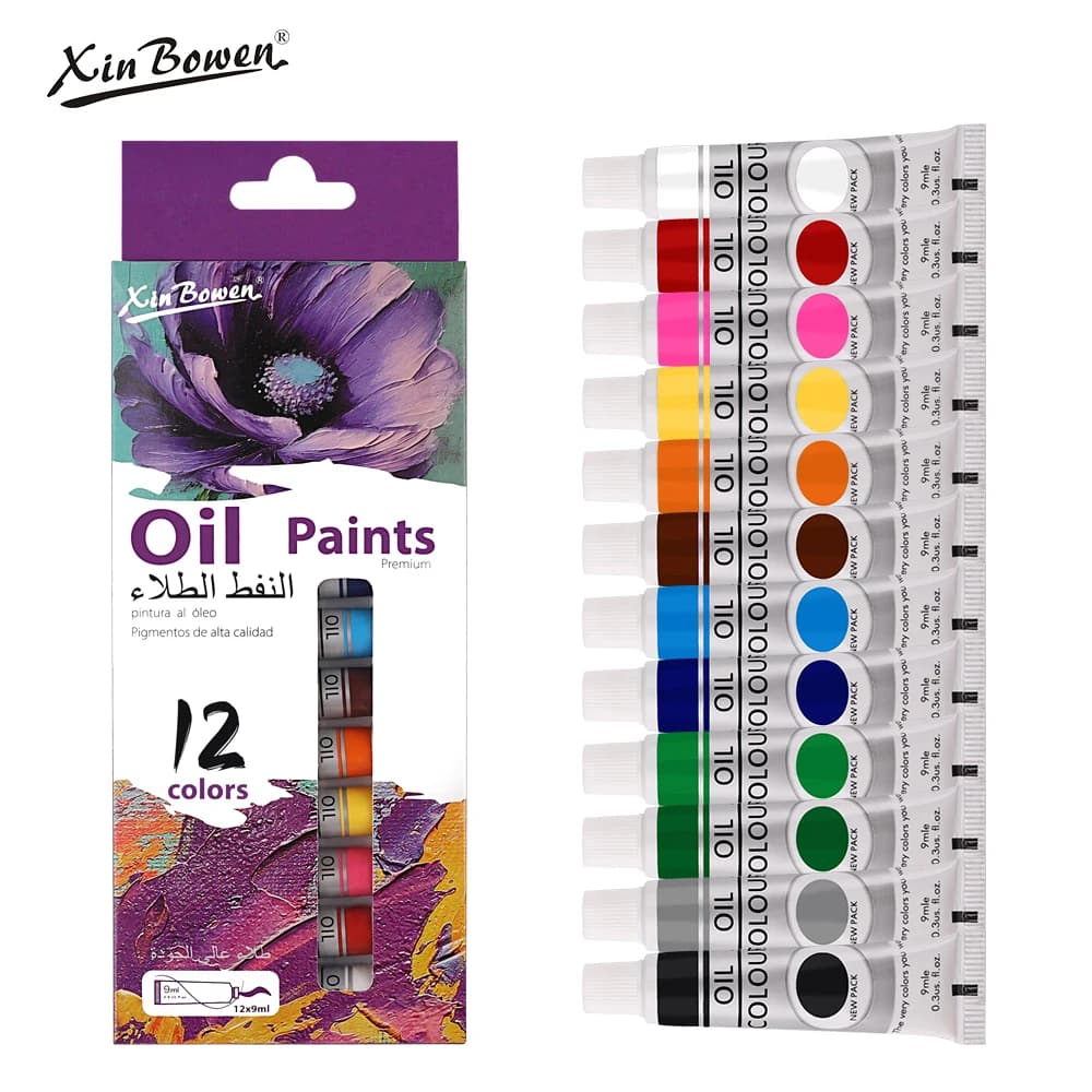 9mL, Oil Paint Set for Fabric Clothing, Nail Glass Drawing, Waterproof Art Supplies,12 Colors, Wholesale