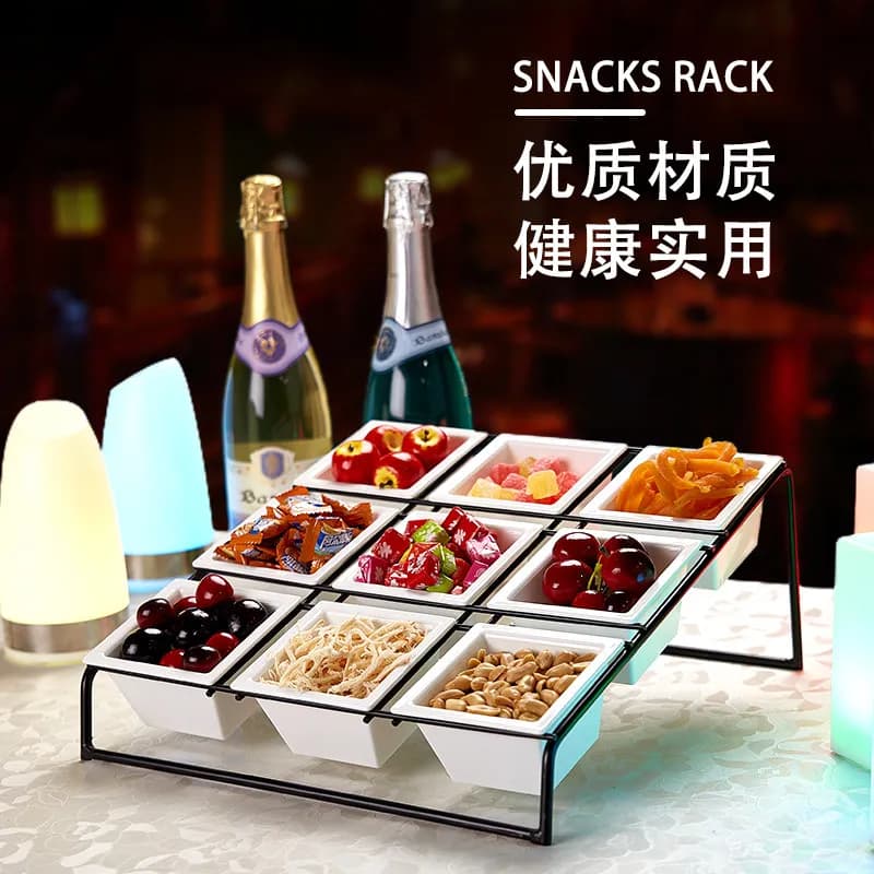 Piatto per frutta da bar, piatto per frutta secca compartimentato, piatto per snack in finta ceramica